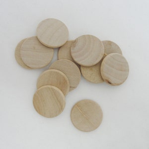 50 wooden Circles, 1 inch wood disk, 1" wood disc 1/8" thick unfinished DIY rounded edges