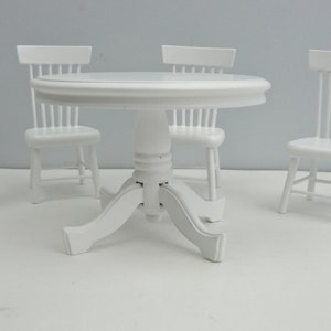 Dollhouse furniture table and 4 chairs white image 3