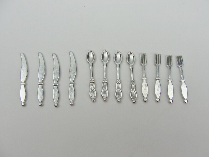 1:12 - 1" Scale Dollhouse Miniature Silverware In Silver - Kitchen - Foto 4