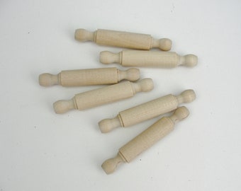 3" miniature rolling pin set of 6