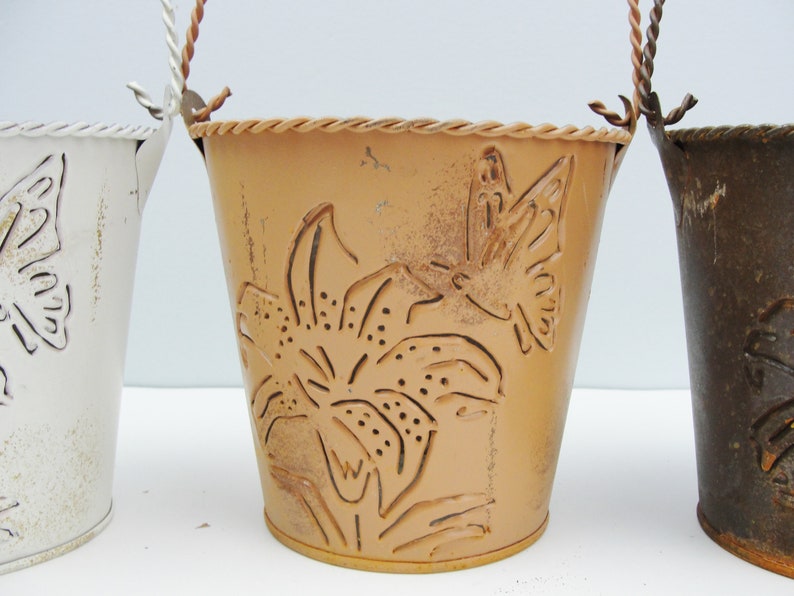 Small Metal Buckets With Flower and Butterfly Cut Out choose Etsy