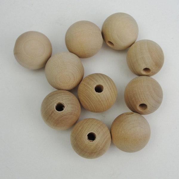 Large wood bead 1" 25mm wooden bead choose hole size set of 10