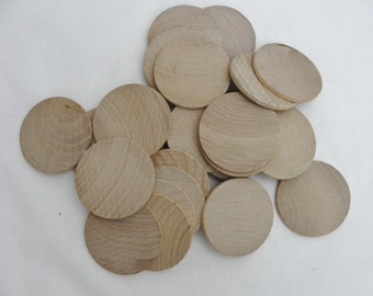 25 Wooden Circles, 1.75 inch wooden disc, wooden disk 1 3/4" x 1/8" thick unfinished DIY