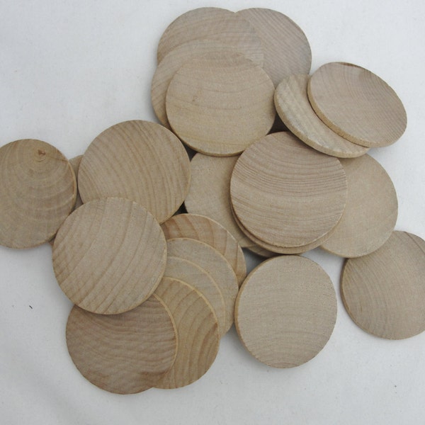 25 Wooden Circles, 1.75 inch wooden disc, wooden disk 1 3/4" x 1/8" thick unfinished DIY