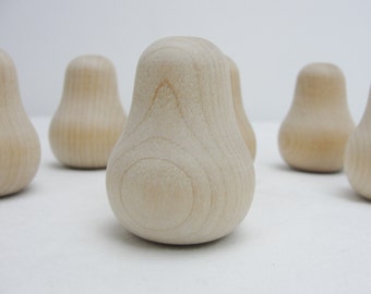 Small Wooden pears unfinished diy set of 6