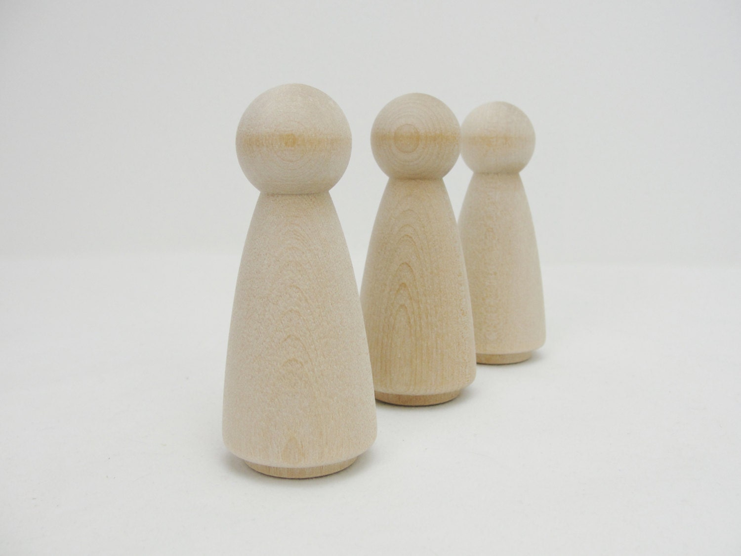 Large Wooden peg lady people unfinished DIY set of 3