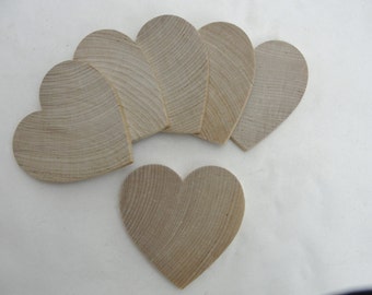 6 Wooden hearts 3 inch (3") wide 1/4" thick wooden hearts unfinished wood hearts diy