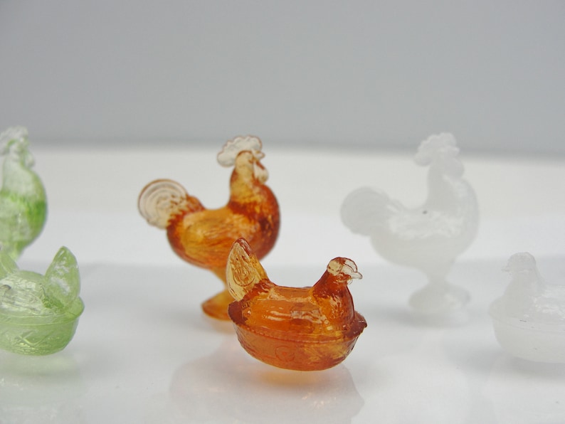 Dollhouse miniature rooster and hen set choose your color Amber