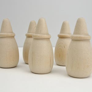 5 Wooden cone head dolls 2 1/2" tall, wooden contemporary Christmas tree, ring cone unfinished DIY
