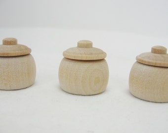 5 Miniature bean pots, miniature honey pot, dollhouse furniture, unfinished DIY