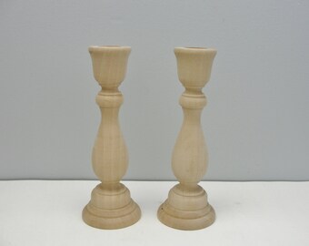 6 3/4" wood candle stick pair, candlestick pair, candle holders set of 2