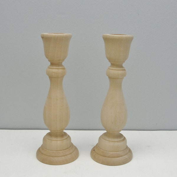 6 3/4" wood candle stick pair, candlestick pair, candle holders set of 2