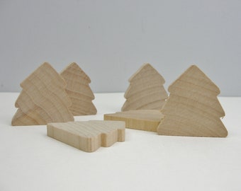 Wooden tree cutout, 1 1/2" Christmas tree unfinished DIY, wood tree cutout, set of 6
