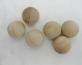 Wooden ball 1" (1 inch) solid wood, 1 inch diameter balls set of 6