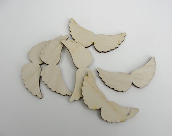 Small wooden angel wings set of 6