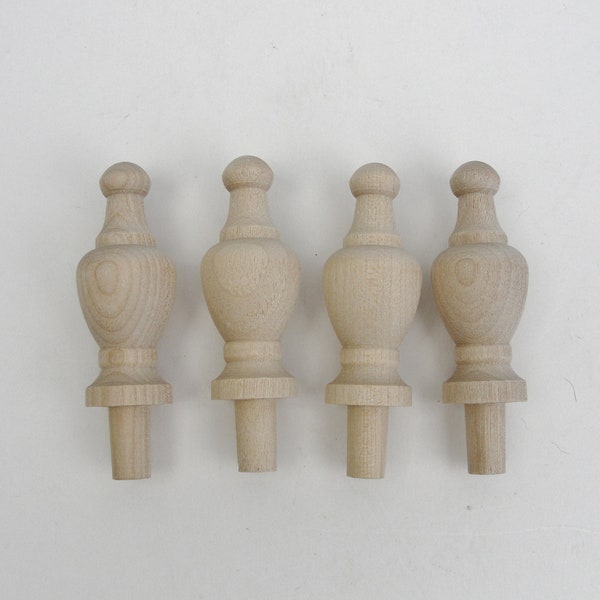 Small decorative wooden finial set of 4