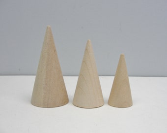 Cone set 2 each of 3 sizes diy unfinished add spools to make trees