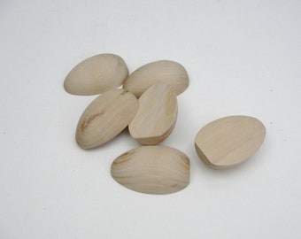 Split wood Pullet egg 2" x 1 3/8", wood egg half, small wooden egg, set of 6