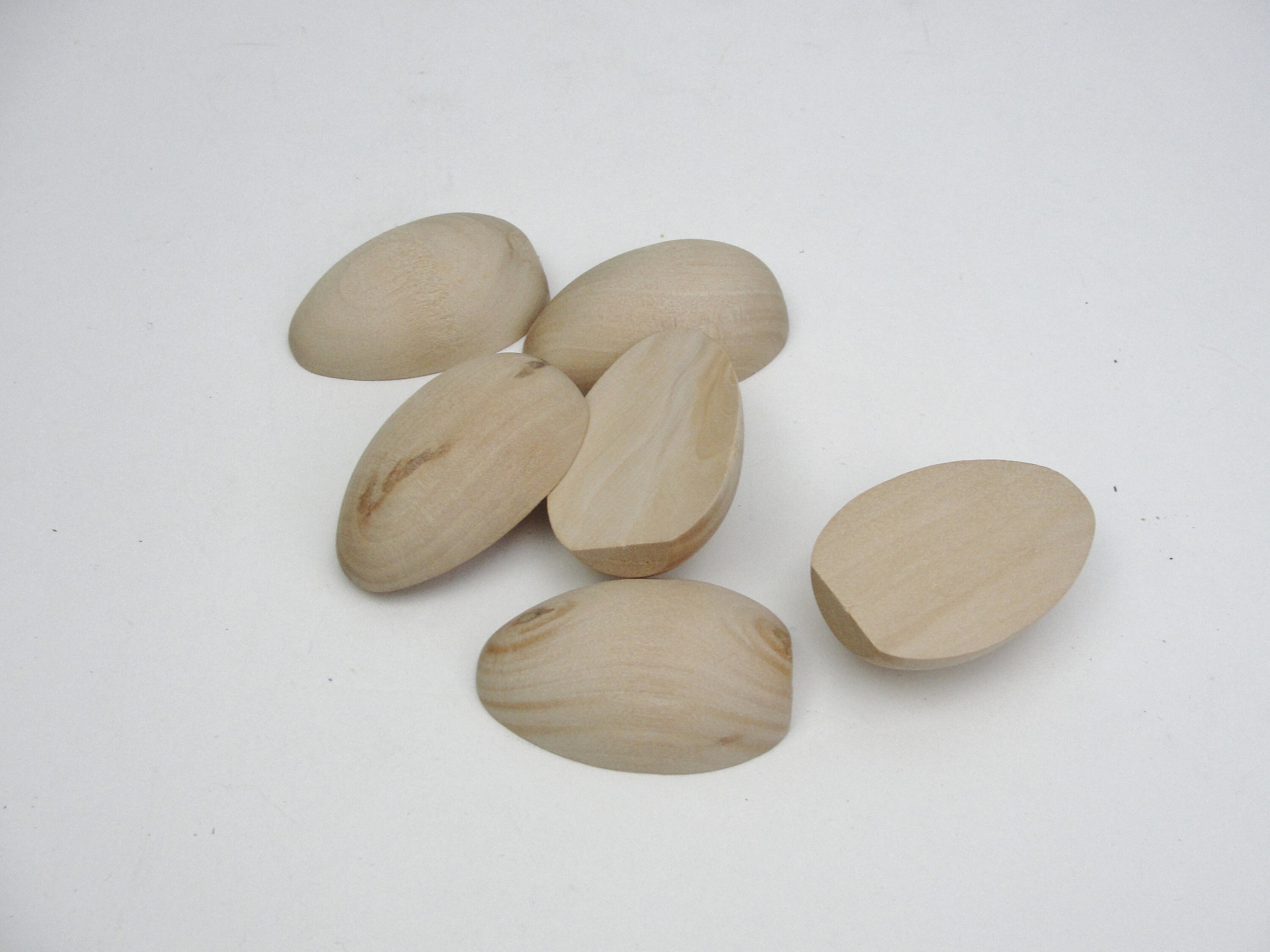 Split wood Pullet egg 2" x 1 3/8", wood egg half, small woo…