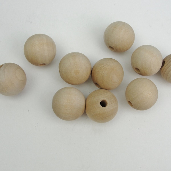 Large wood bead 7/8" 22mm wooden bead choose hole size set of 10