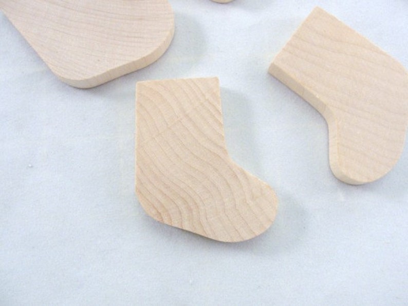 Stocking wood cutout unfinished DIY set of 6 Etsy