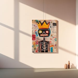 Urban Abstract Skull Art Print | Colorful Street Style Wall Art | Modern Graffiti Crown Painting for Home or Office Decor | Printable
