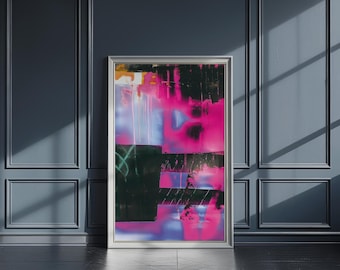 Impressão de arte abstrata em grafite rosa neon | Decoração urbana para casa (Download digital)
