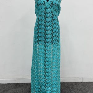 Vintage 80s lace turquoise dress and jacket set