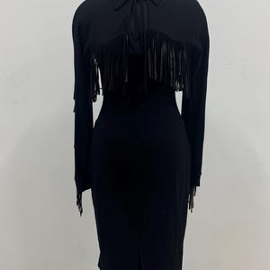Vintage 90s wool fringed longuette dress