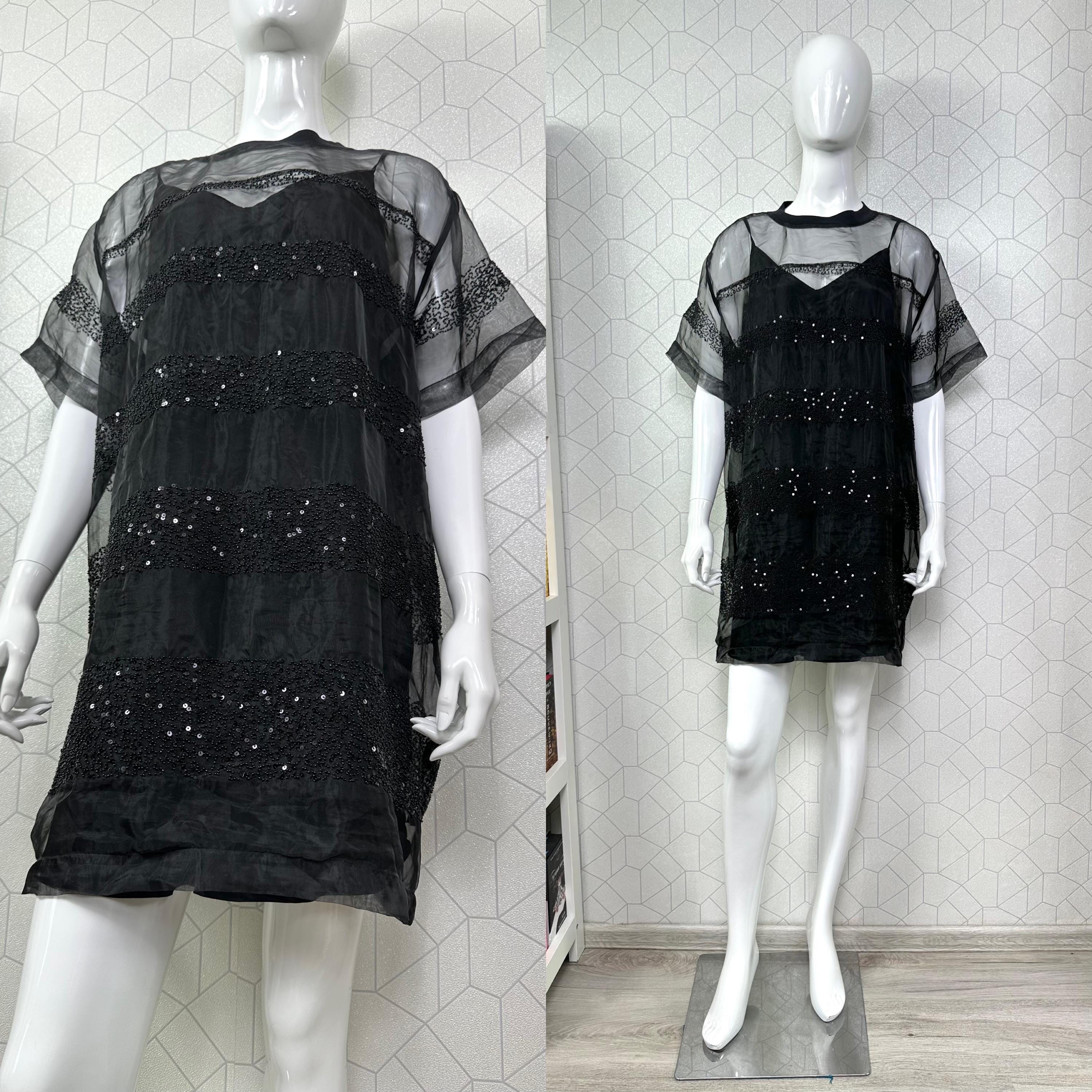 izabela embellished mesh mini dress AllSaints Izabela Embellished Mesh Mini Dress in Black