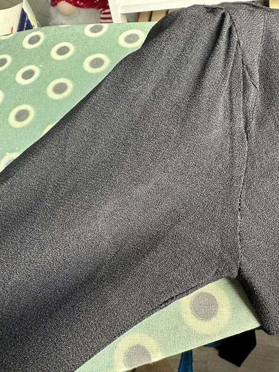 Ossie Clark Radley 34 Blue moss crepe round neck … - image 10
