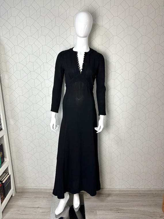 Ossie Clark Radley 34 Blue moss crepe round neck … - image 1