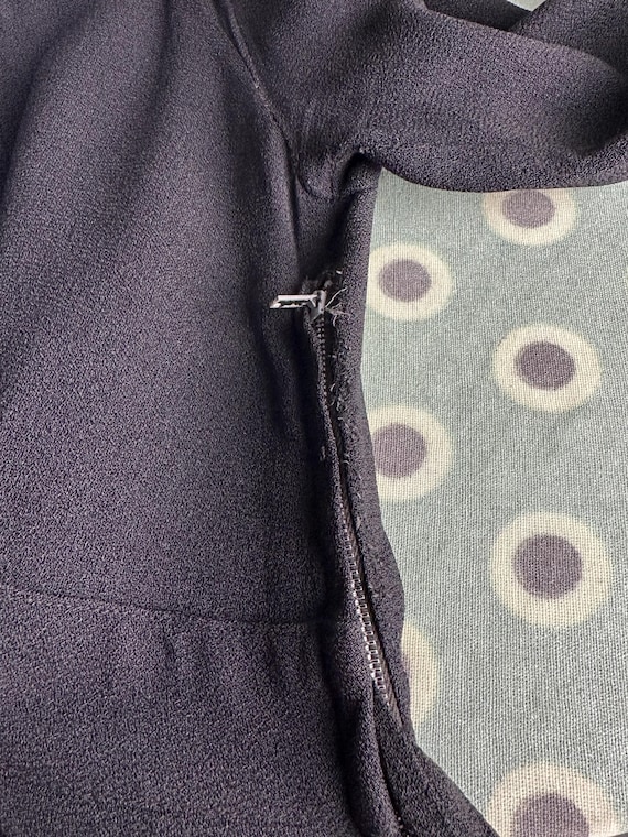 Ossie Clark Radley 34 Blue moss crepe round neck … - image 3