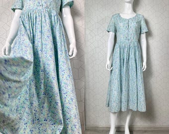 Vintage Laura Ashley floral 90s midi dress size 12