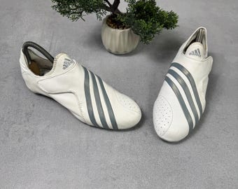 Vintage Adidas Y2K Low Top Sneakers Letaher White Women Size US 6.5; EU 38