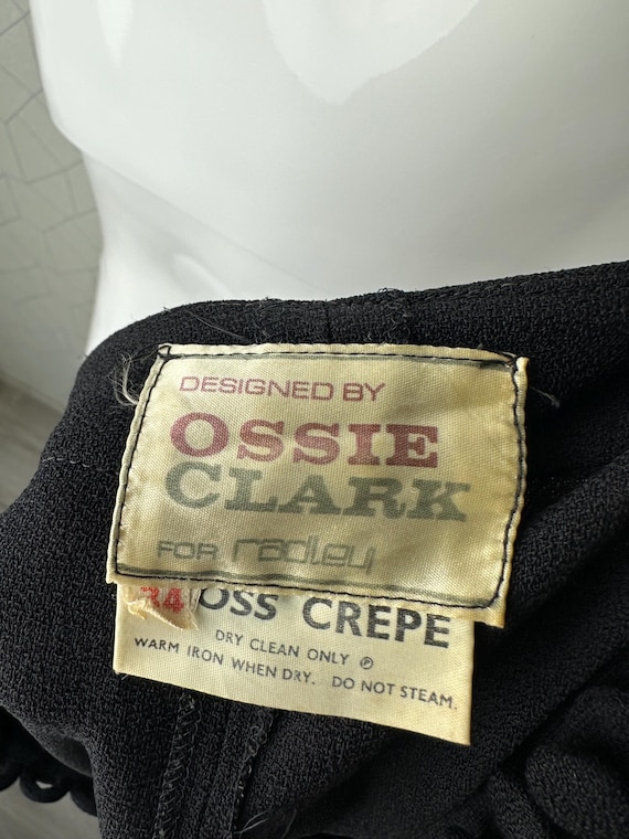 Ossie Clark Radley 34 Blue moss crepe round neck … - image 6
