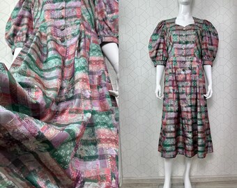 Vintage SALZBURGER TRACHTEN Dirndl Dress Floral Silk OKTOBERFEST size 14