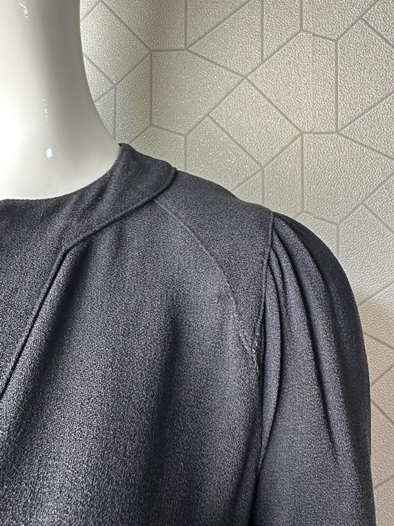 Ossie Clark Radley 34 Blue moss crepe round neck … - image 5