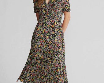 Vestido Grace estampado de mezcla de seda de Polo Ralph Lauren, talla 6