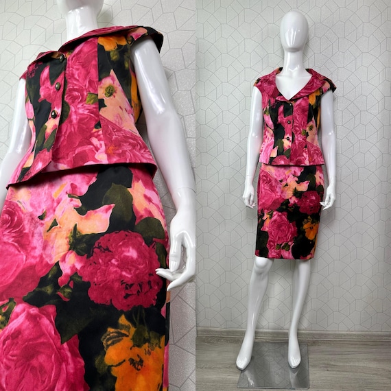 versace classic v2 dress Vintage Floral woman set co ord blazer skirt size 44 heel:true