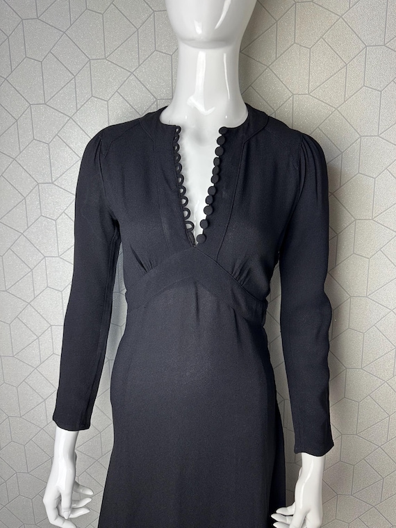 Ossie Clark Radley 34 Blue moss crepe round neck … - image 2