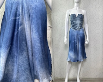 Just Cavalli Y2K Trompe L'Oeil Denim Print Corset Dress size 38