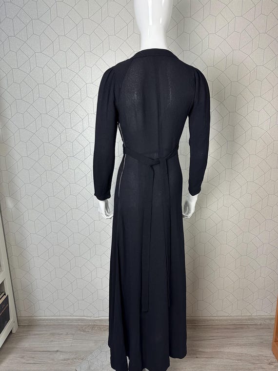 Ossie Clark Radley 34 Blue moss crepe round neck … - image 4