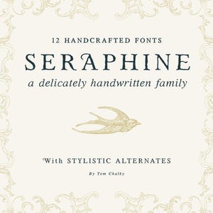 Familia de fuentes serif manuscritas modernas: Seraphine con florituras: ¡perfectas para invitaciones de boda, diseño de logotipos, marcas y más!