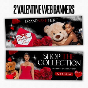 2 Valentine Banner Template | Beauty Banner | Hair Banner | web banner Template | Beauty Flyer | February web banner, wix website, shopify