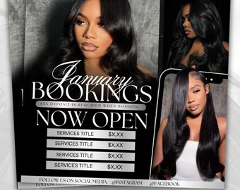 Flyersjabloon nieuwjaar haarboeking | Beautyflyer | Boekingsflyer voor haar | Haarsjabloon | Beauty-bedrijfsflyer | Flyer nieuwjaarsschoonmaak