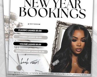 Flyersjabloon nieuwjaar haarboeking | Beautyflyer | Boekingsflyer voor haar | Haarsjabloon | Beauty-bedrijfsflyer | Flyer nieuwjaarsschoonmaak