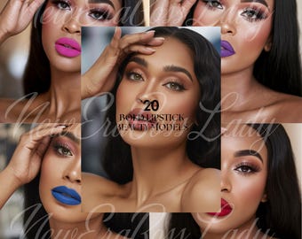 20 opvallende stockfoto's voor lippenstift, beautymodellen (digitale download)