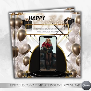 Birthday Invitation Flyer, Birthday Celebration Flyer, Printable Birthday Invite, Custom Birthday Flyer, Birthday Bash Flyer, Canva Editable