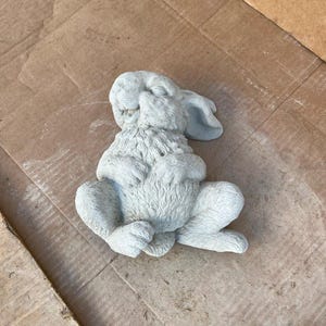 Rabbit Giggling Laying on Back Statue Concrete Bunny Forest Sculpture Realistic Rabbit Animal Figure Easter Decoration Lovely Bunny Gift